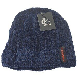 Women's Winter Thermal Fleece Knit Lined Beanie Hat, Blue